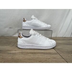 Adidas Advantage White Rose Gold Metallic Bronze Sneakers GW4845 Womens 8.5
